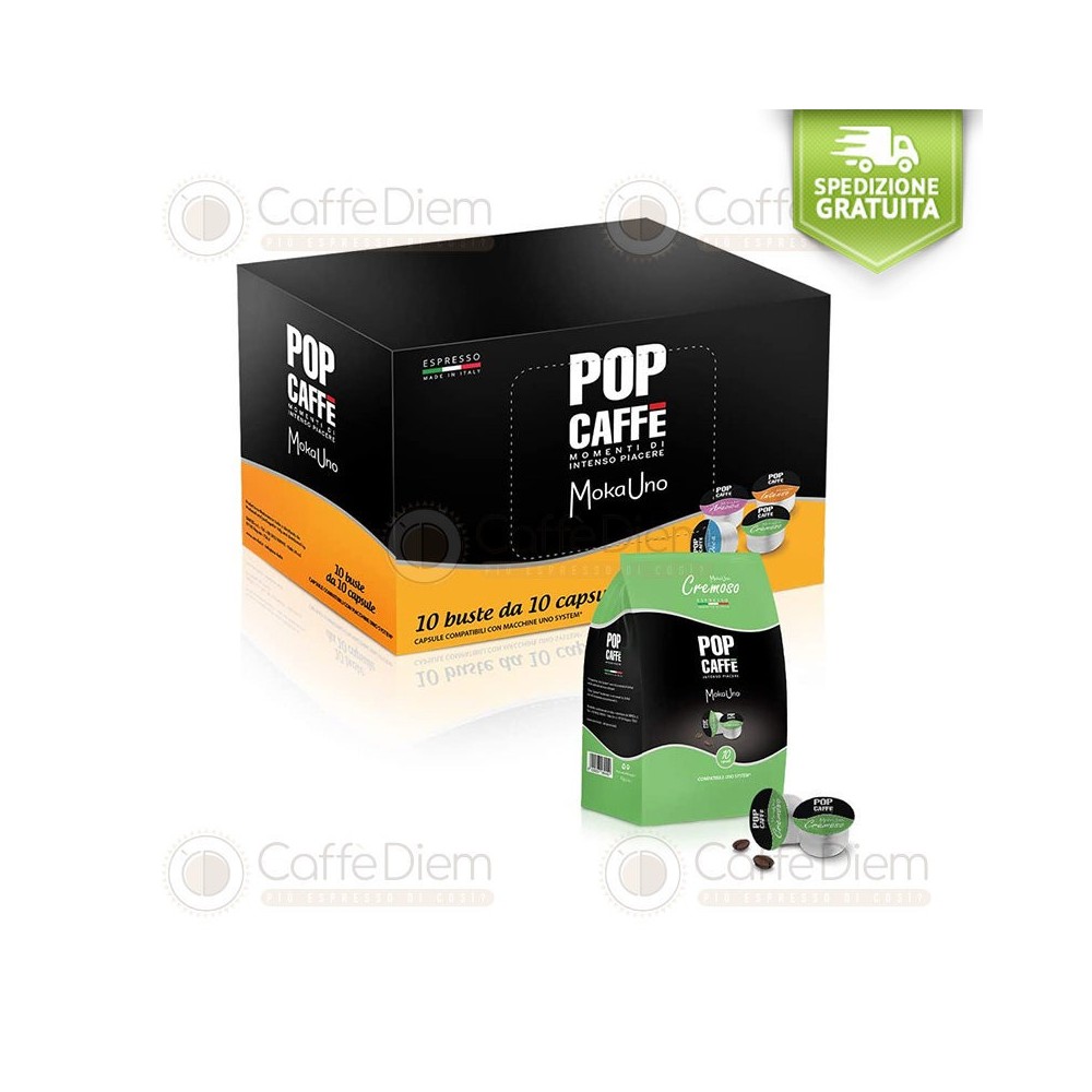 POP CAFFE' E-TUO CREMOSO BLEND-100 CAPSULES COMPATIBLE WITH UNO SYSTEM