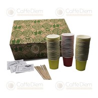 Ecological Accessory Kit 150x Coffee Cups, Stirrers and Sugar Bags