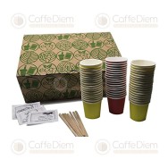 Ecological Accessory Kit 150x Coffee Cups, Stirrers and Sugar Bags