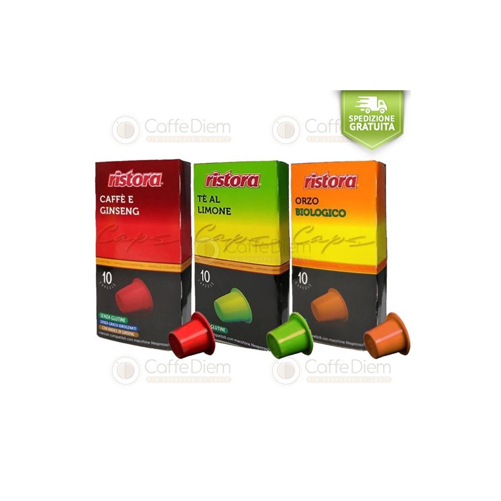 Ristora Nespresso Capsule Orzo, Tè Limone, Ginseng